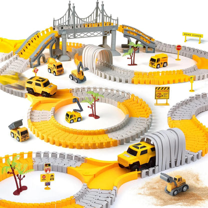 RaceCraft™  - Construction Racing Track Set (100+ Pieces)